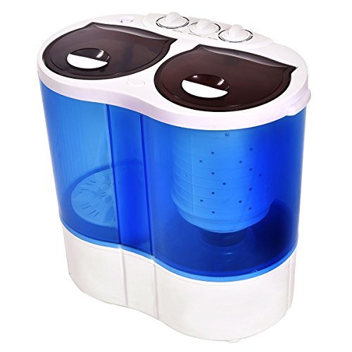 Giantex Portable Mini Washing Machine Gravity Drain Compact Twin Tub 7.7lb Washer Spin Dryer Furni