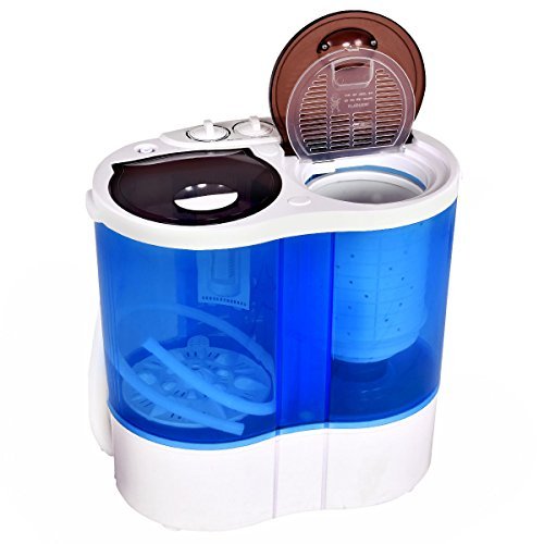 Giantex Portable Mini Washing Machine Gravity Drain Compact Twin Tub 7.7lb Washer Spin Dryer Furni