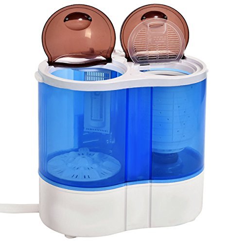 Giantex Portable Mini Washing Machine Gravity Drain Compact Twin Tub 7.7lb Washer Spin Dryer Furni