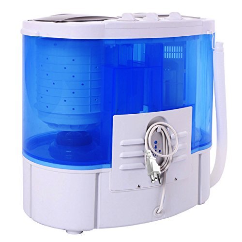 Giantex Portable Mini Washing Machine Gravity Drain Compact Twin Tub 7.7lb Washer Spin Dryer Furni