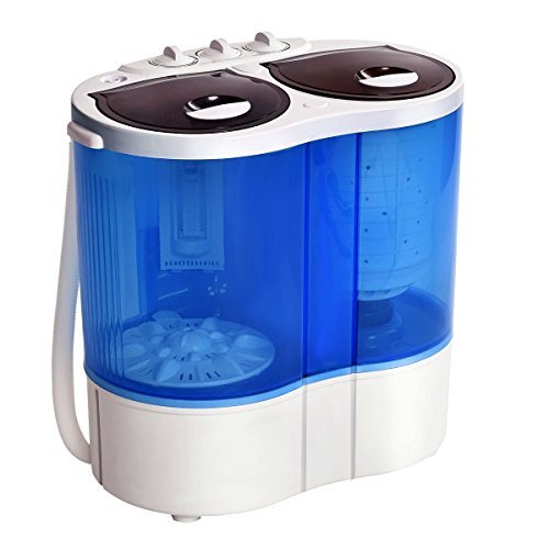 Giantex Portable Mini Washing Machine Gravity Drain Compact Twin Tub 7.7lb Washer Spinner Furni