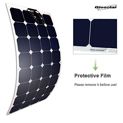 Giosolar 100W 12V high efficiency flexible monocrystalline solar PV panel for motorhome, caravan, camper, boat/yacht