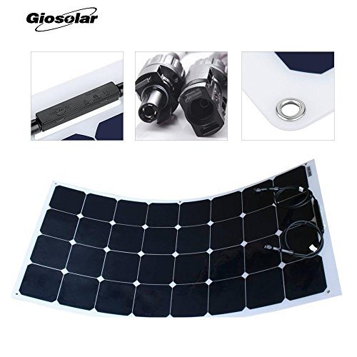Giosolar 100W 12V high efficiency flexible monocrystalline solar PV panel for motorhome, caravan, camper, boat/yacht