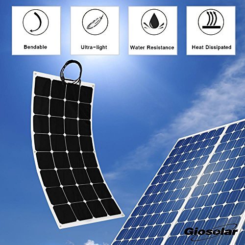 Giosolar 100W 12V high efficiency flexible monocrystalline solar PV panel for motorhome, caravan, camper, boat/yacht