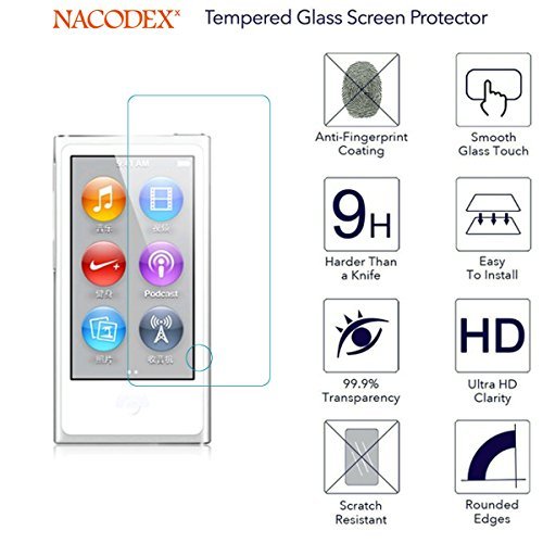 Glass Screen Protector,For iPod Nano 7 & 8th Generation Nacodex Tempered Glass Screen Protector (For iPod Nano 8)