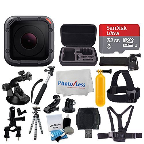 GoPro HERO5 Session 10MP – Waterproof to 33', Wi-Fi & Bluetooth + SanDisk 32GB + Head & Chest Strap + Flexible Tripod + Extendable Monopod + Medium Case + Bike Mount + Floating Handle + Accessories