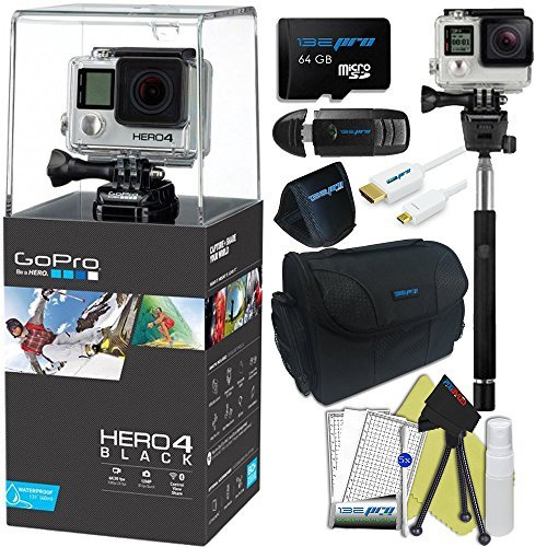 GoPro Hero 4 Black 4K Waterproof Action Camera Kit (9 Items)