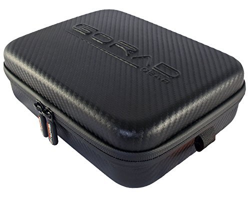 GoRad Gear Carrying Case for GoPro Hero Cameras, Water Resistant Exterior, Shockproof EVA Foam Interior, Zippered Double Mesh Storage Pocket (black)