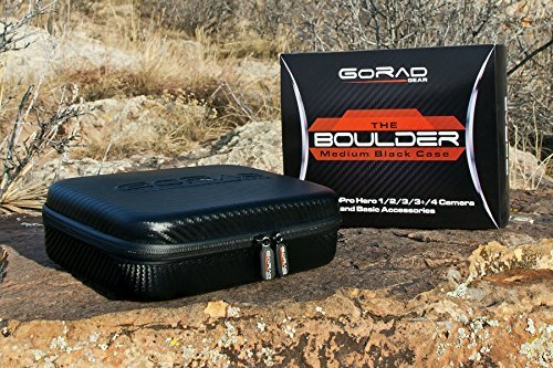 GoRad Gear Carrying Case for GoPro Hero Cameras, Water Resistant Exterior, Shockproof EVA Foam Interior, Zippered Double Mesh Storage Pocket (black)