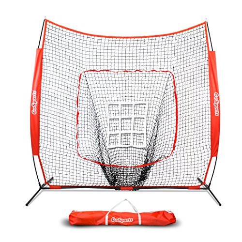 GoSports 7' x 7' Baseball & Softball Practice Hitting & Pitching Net with Bonus Strike Zone, Great for All Skill Levels