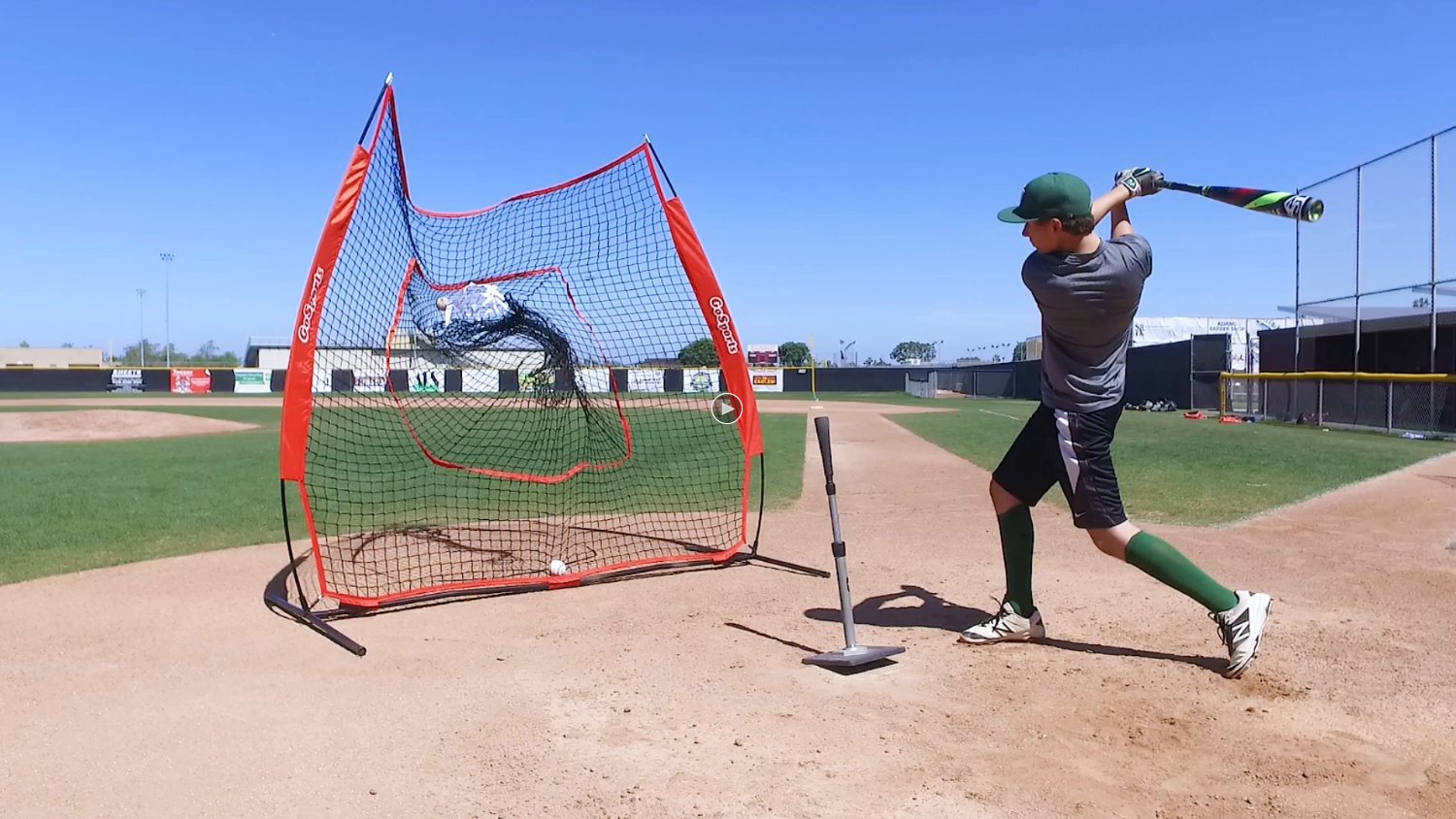 GoSports 7' x 7' Baseball & Softball Practice Hitting & Pitching Net with Bonus Strike Zone, Great for All Skill Levels