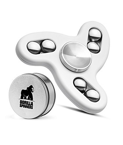 Gorilla Spinners - Upgraded Fidget Spinner Toy with High Speed Quiet Bearing in Premium Metal Gift Box, 2-5 min of Spin Time (white)