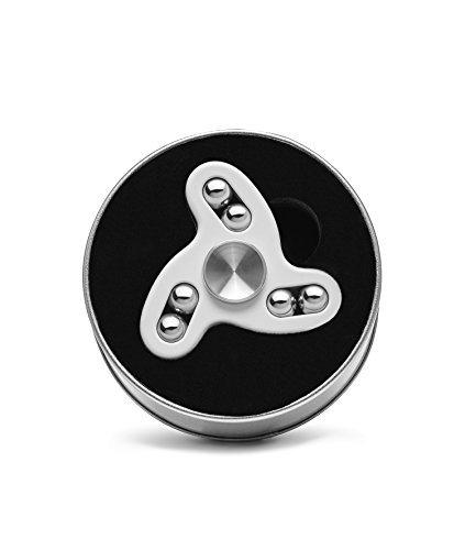 Gorilla Spinners - Upgraded Fidget Spinner Toy with High Speed Quiet Bearing in Premium Metal Gift Box, 2-5 min of Spin Time (white)