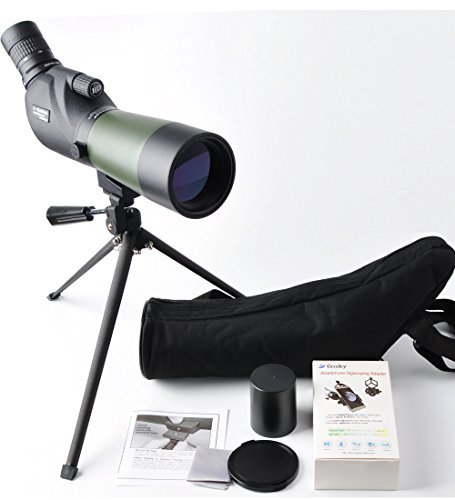 Gosky 15-45X 60 Porro Prism Spotting Scope - Waterproof Spotting scope for Bird Watching Target Shooting Archery Scenery - with Tripod and Digiscoping Adapter - Get the World into Screen