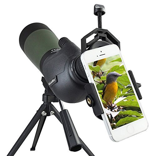 Gosky 20-60X 80 Porro Prism Spotting Scope- Waterproof Scope for Birdwatching Target Shooting Archery Outdoor Activities -with Tripod & Digiscoping Adapter-Get the World into Screen