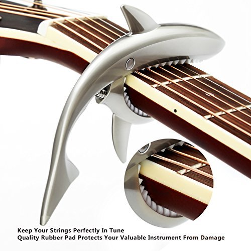 Guitar Capo Shark Zinc Alloy Spring Capo for Acoustic and Electric Guitar with Good Hand Feeling ( Grey)