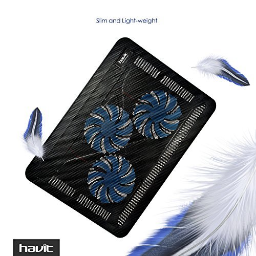 HAVIT HV-F2056 15.6"-17" Laptop Cooling Pad Cooler - Slim Portable USB Powered (3 Fans)
