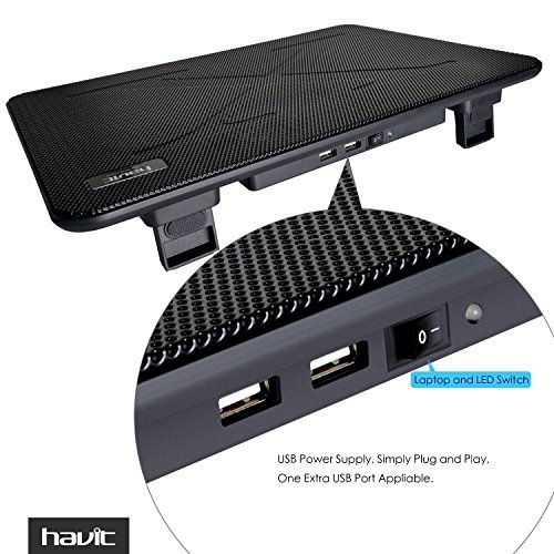 HAVIT HV-F2056 15.6"-17" Laptop Cooling Pad Cooler - Slim Portable USB Powered (3 Fans)