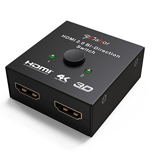 HDMI 2.0 Switch, Jabor 2x1 or 1x2 HDMI Bi-Directional Switcher with HDCP Pass Through, Support UHD 4Kx2K@60Hz & 3D