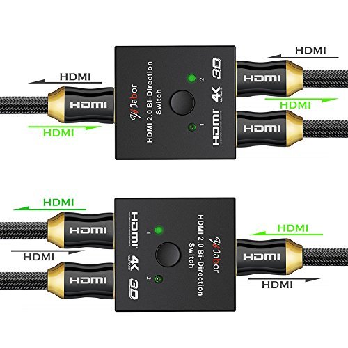 HDMI 2.0 Switch, Jabor 2x1 or 1x2 HDMI Bi-Directional Switcher with HDCP Pass Through, Support UHD 4Kx2K@60Hz & 3D