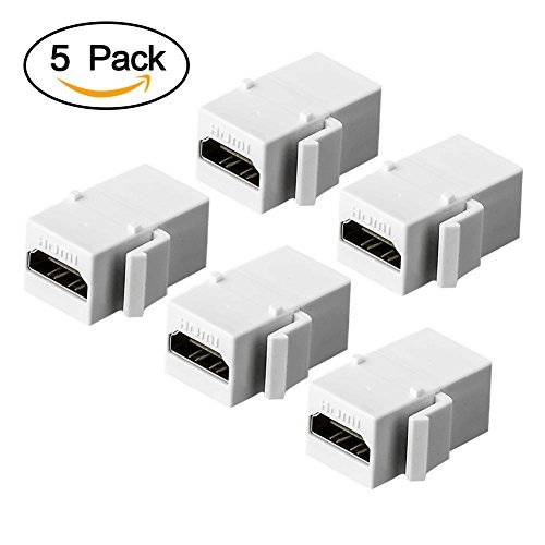 HDMI Keystone Jack, MACTISICAL 5 Pack HDMI Keystone Insert Female to Female Coupler Adapter (White)