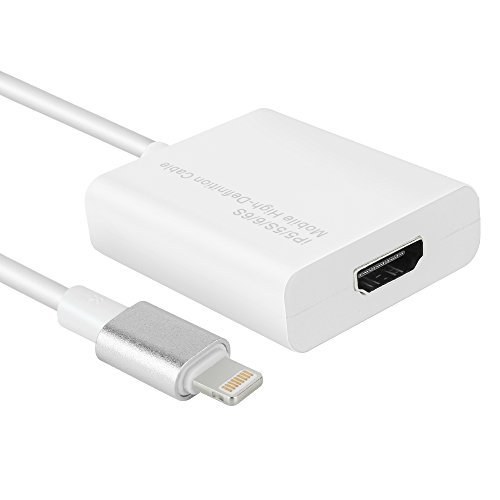 HIOTECH [Plug & Play] Lightning 8-pin to HDMI Female Video Adapter with Micro USB Charging Cable - No Need Any APP & Personal Hotspot - Compatible with All of the IOS 8-10 Version iPhone & iPad