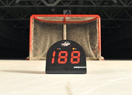 HOCKEYSHOT Puck and Ball Speed Radar Hockey Training Aids Large red 2 1/8" 3 digit LED display Speed range 3 mph to 150 mph.