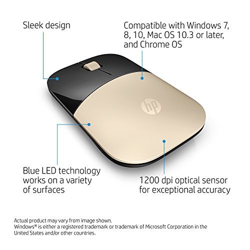 HP 2.4GHz Wireless USB Mouse Z3700 (Matte Gold/Glossy Black)