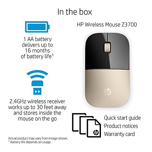 HP 2.4GHz Wireless USB Mouse Z3700 (Matte Gold/Glossy Black)