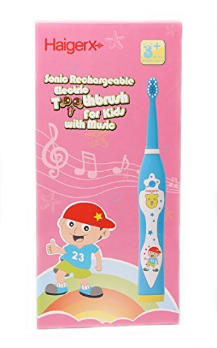 Haigerx Kids Electric Toothbrush - Sonicare - Rechargeable - Music - Timer (Blue) 