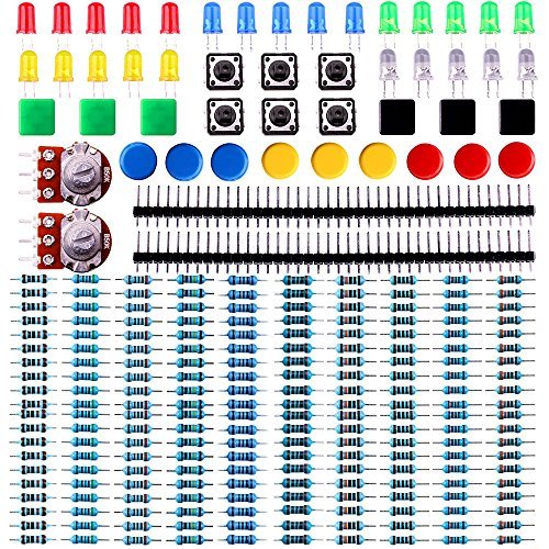 Haitronic 254 in 1 basic Arduino component starter kit with resistors(10 kinds: 10R-1M), LEDs(5 color), Switch, B50K Potentiometer, pin header for Arduino UNO R3 Leonardo, MEGA2560, Nano, Raspberry Pi