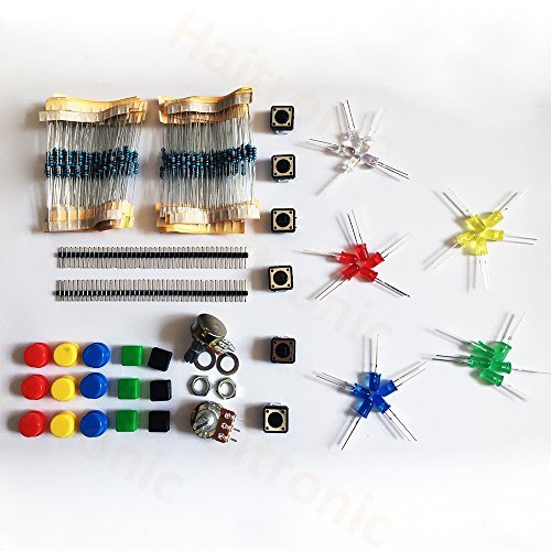 Haitronic 254 in 1 basic Arduino component starter kit with resistors(10 kinds: 10R-1M), LEDs(5 color), Switch, B50K Potentiometer, pin header for Arduino UNO R3 Leonardo, MEGA2560, Nano, Raspberry Pi