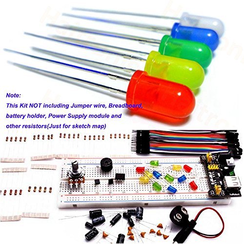 Haitronic 254 in 1 basic Arduino component starter kit with resistors(10 kinds: 10R-1M), LEDs(5 color), Switch, B50K Potentiometer, pin header for Arduino UNO R3 Leonardo, MEGA2560, Nano, Raspberry Pi