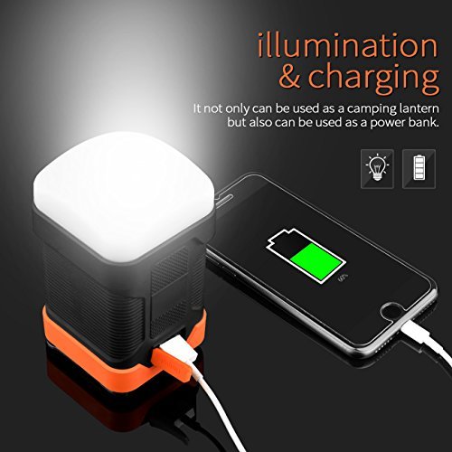 Hcman Rechargeable Led Camping Lantern,Power Bank with 10000mAh,Outdoor Portable Led Camping Lamp 200 Lumes,Waterproof IP65