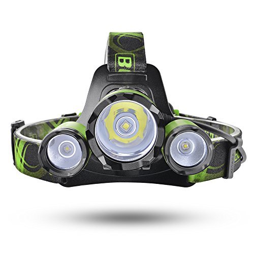Headlamp , Sunix LED Flashlight 6000lm , 1 CREE-XML-L2, 2 CREE-XPE White LED , 4 Lightging Modes with 2 PCS Rechargeable Batteries, USB Cable , Perfect for Running, Walking, Camping, Reading, Hiking