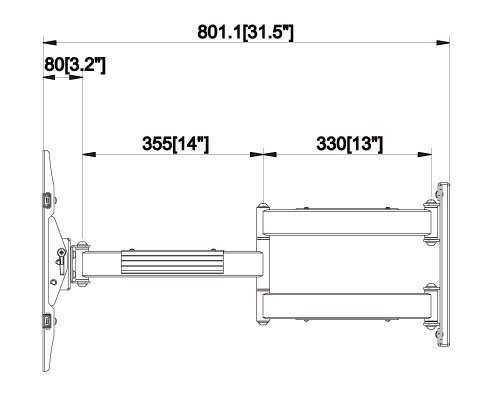 Heavy Duty Dual Arm (32" extension) Articulating Wall Mount for Samsung LG LED TV 65" 70" 75" 79" 80