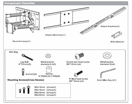 Heavy Duty Dual Arm (32" extension) Articulating Wall Mount for Samsung LG LED TV 65" 70" 75" 79" 80