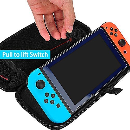 Hestia Goods Carrying Case for Nintendo Switch with 20 Game Cartridges, Protective Hard Shell Travel Carrying Case Pouch for Nintendo Switch Console & Accessories, Black