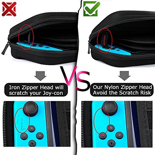 Hestia Goods Carrying Case for Nintendo Switch with 20 Game Cartridges, Protective Hard Shell Travel Carrying Case Pouch for Nintendo Switch Console & Accessories, Black