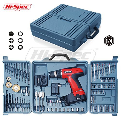 Hi-Spec Do-It-Yourself 18 V Electric Cordless Drill , 16+1 Position Keyless Clutch, Variable Speed Trigger.