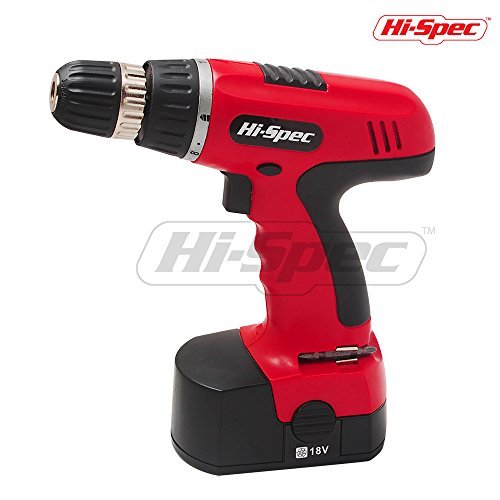 Hi-Spec Do-It-Yourself 18 V Electric Cordless Drill , 16+1 Position Keyless Clutch, Variable Speed Trigger.