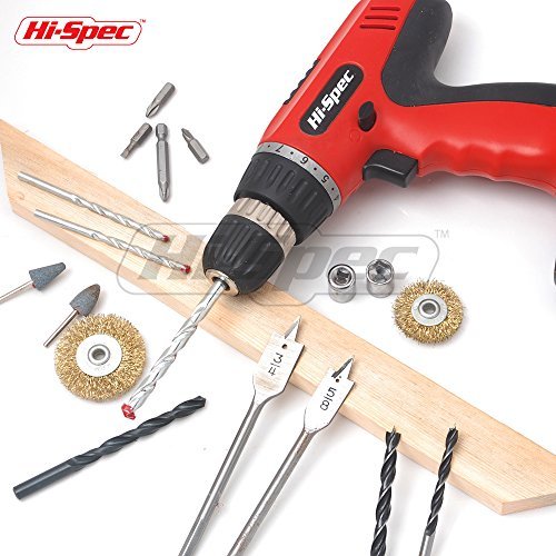 Hi-Spec Do-It-Yourself 18 V Electric Cordless Drill , 16+1 Position Keyless Clutch, Variable Speed Trigger.