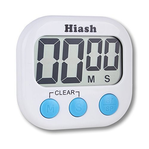 Hiash78 Upgraded Digital Kitchen Timer Big Digital LED Display Volume Adjustable Back Strong Magnetic Automatic Shutdown, White