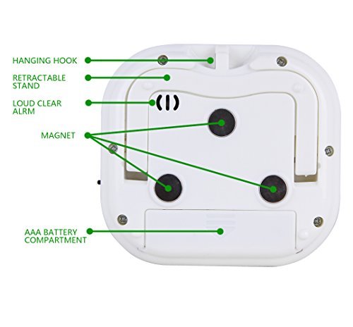 Hiash78 Upgraded Digital Kitchen Timer Big Digital LED Display Volume Adjustable Back Strong Magnetic Automatic Shutdown, White