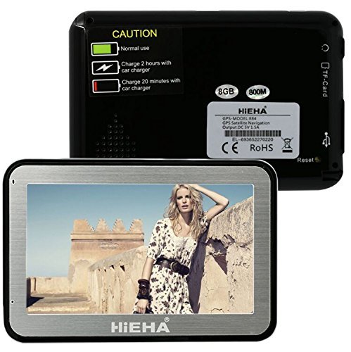 Hieha 4.3 inch Car Truck GPS Navigation System Navigator 128MB 8GB Touch Screen with Free Maps Update