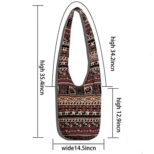 Hippie Crossbody Bag Thai Top Zip Hobo Sling Bag Handmade Hipster Messenger Bag