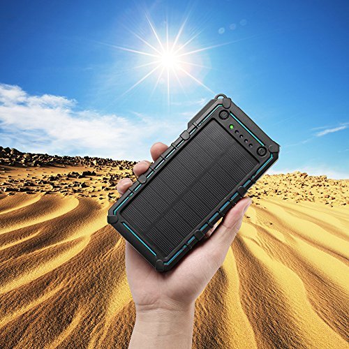 Hiwill Solar Charger 12000mah, Waterproof IP67 Portable Solar Phone Charger, Dual USB Solar Power Bank Input 2.0A MAX External Battery Charger with 2 LED Flashlight for Outdoors-with SoS Modes