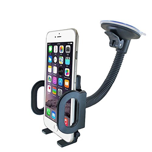 HoHoHoHot Car Mount, One Touch Windshield Universal Holder for Smartphones Including iPhone 6, 6S, Galaxy S7, S6 Edge, OnePlus 3 and Other Smartphones - Black