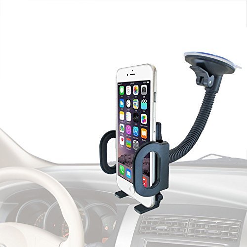 HoHoHoHot Car Mount, One Touch Windshield Universal Holder for Smartphones Including iPhone 6, 6S, Galaxy S7, S6 Edge, OnePlus 3 and Other Smartphones - Black