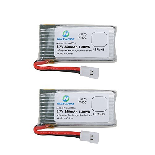 Holy Stone 2PCs of 3.7V 350mAh Lipo Battery for RC Quadcopter Holy Stone HS170,HS170C,F180W,F180C,Hubsan X4, H107D H107L (2 pcs)